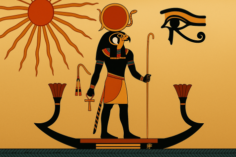 Aldea Nidus, Ra, El Dios Del Sol Y El Origen De La Vida Para Los Egipcios, Con Su Cabeza De Halcón, Disco Solar Y Serpiente. 3500 Años A.c.